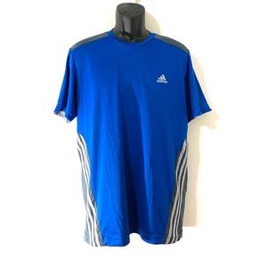 Adidas Athletic Shirt Short Sleeve Climacool Large  Blue